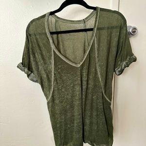 Free people green / olive tshirt. Size XS